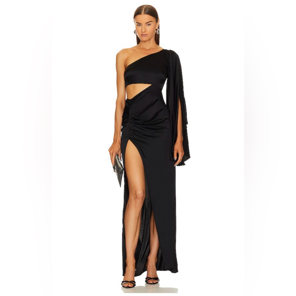 Small Black Michael Costello Kamaria Gown. Never Worn. Tags Attached.